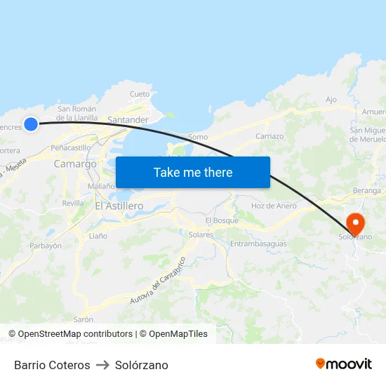 Barrio Coteros to Solórzano map