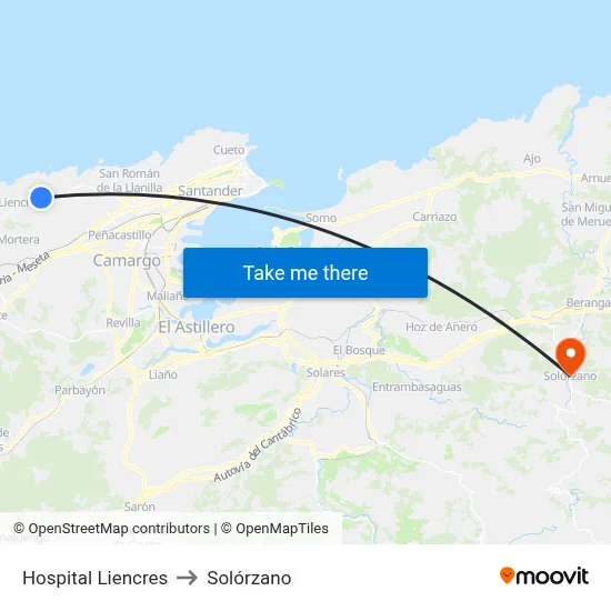 Hospital Liencres to Solórzano map
