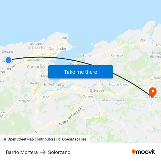 Barrio Mortera to Solórzano map