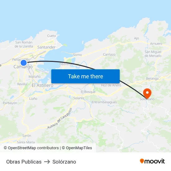 Obras Publicas to Solórzano map