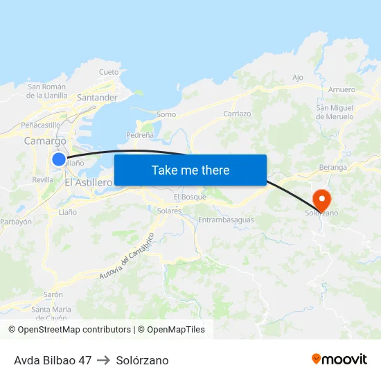 Avda Bilbao 47 to Solórzano map
