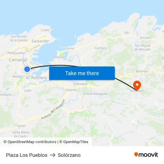 Plaza Los Pueblos to Solórzano map