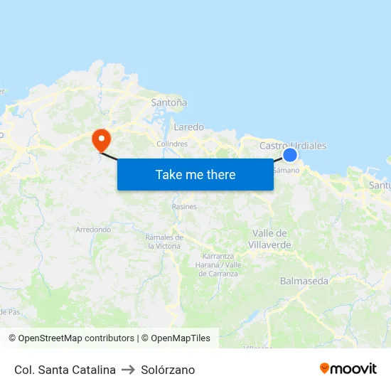 Col. Santa Catalina to Solórzano map