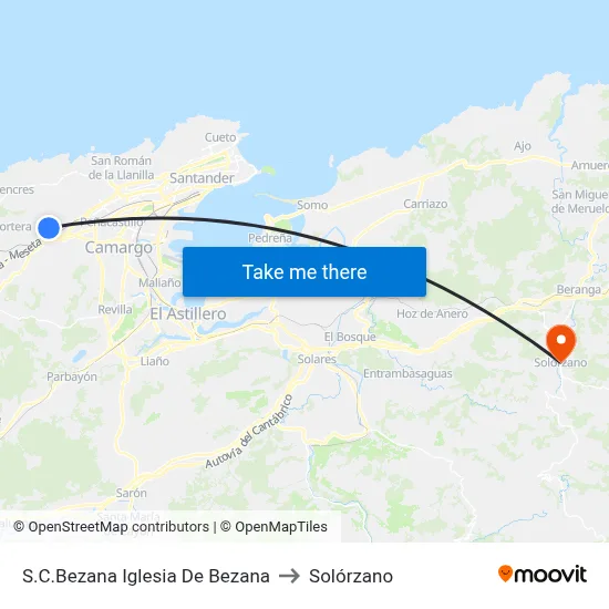 S.C.Bezana Iglesia De Bezana to Solórzano map