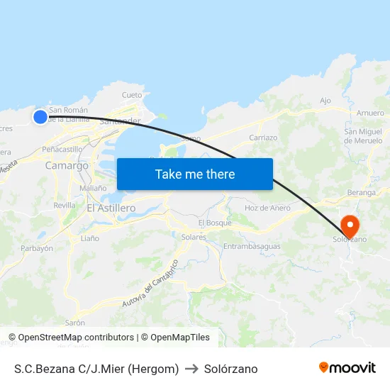S.C.Bezana C/J.Mier (Hergom) to Solórzano map