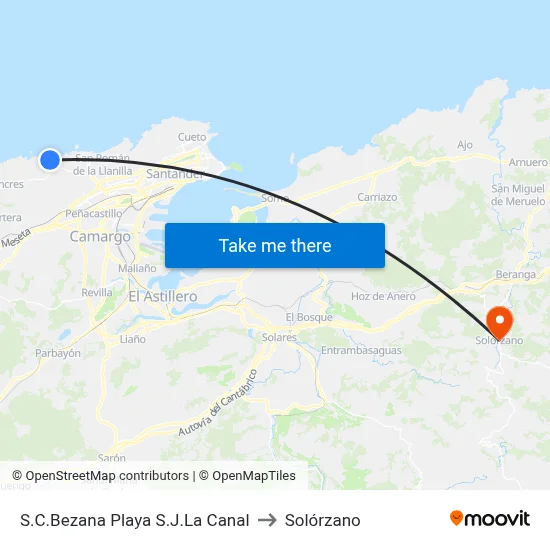 S.C.Bezana Playa S.J.La Canal to Solórzano map