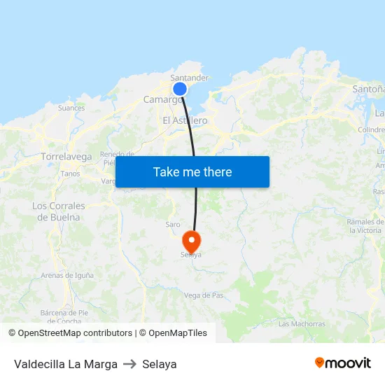 Valdecilla La Marga to Selaya map