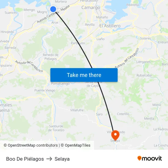 Boo De Piélagos to Selaya map