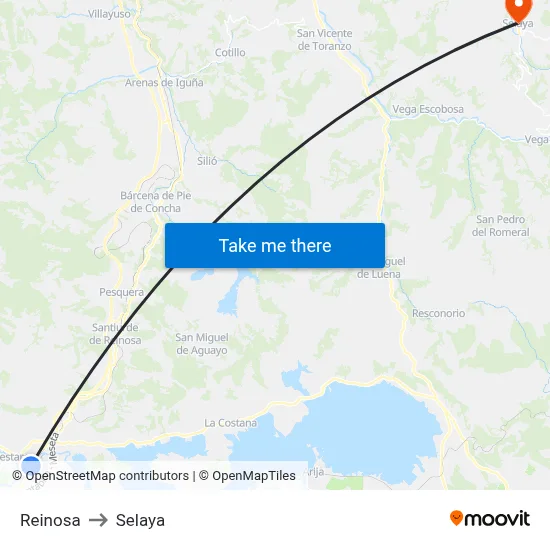Reinosa to Selaya map