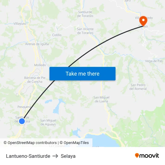 Lantueno-Santiurde to Selaya map