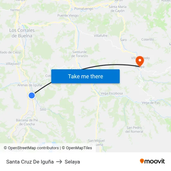 Santa Cruz De Iguña to Selaya map