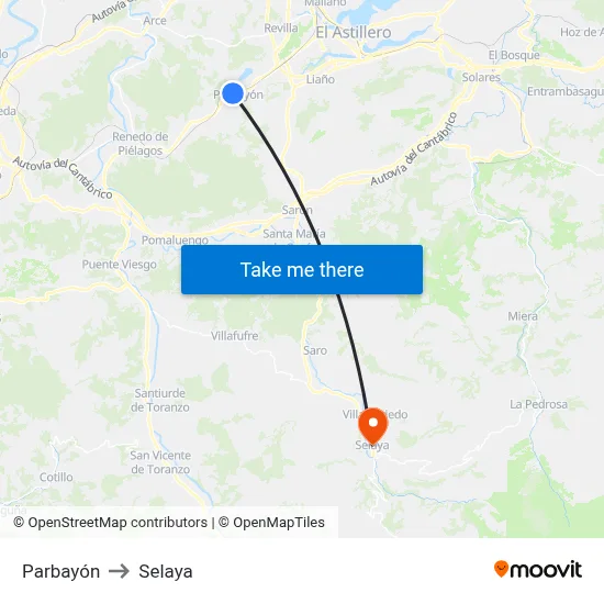 Parbayón to Selaya map