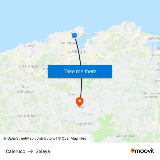 Caleruco to Selaya map