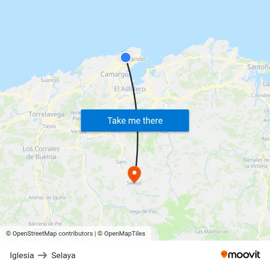 Iglesia to Selaya map
