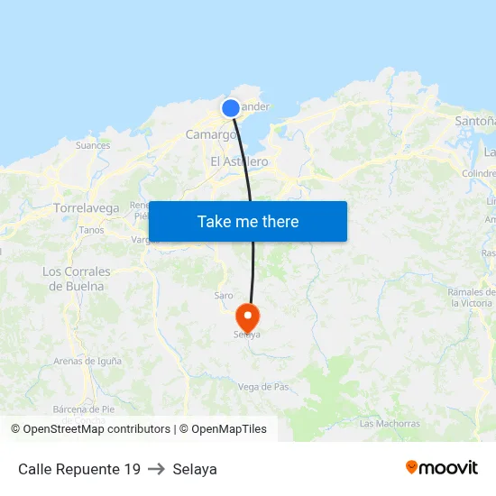 Calle Repuente 19 to Selaya map