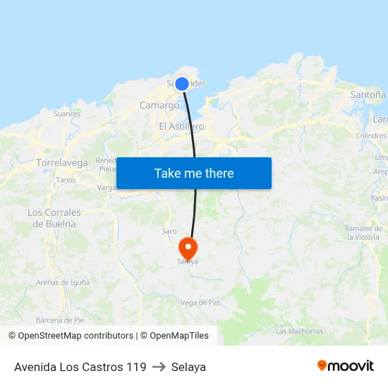 Avenida Los Castros 119 to Selaya map