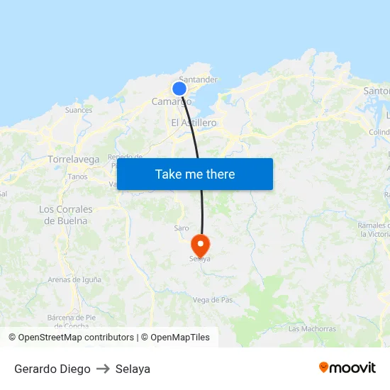 Gerardo Diego to Selaya map