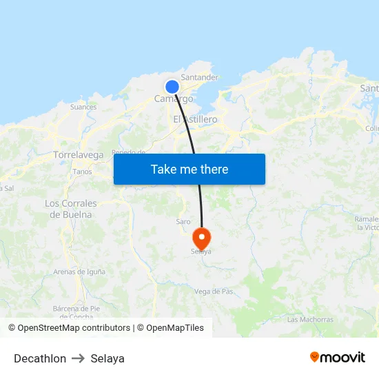 Decathlon to Selaya map
