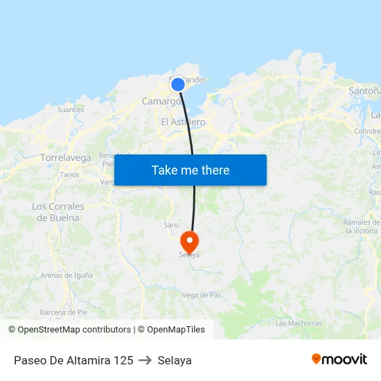 Paseo De Altamira 125 to Selaya map