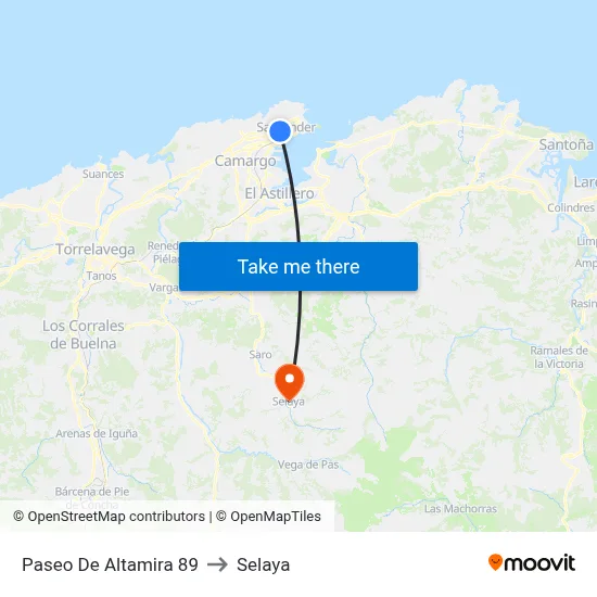 Paseo De Altamira 89 to Selaya map