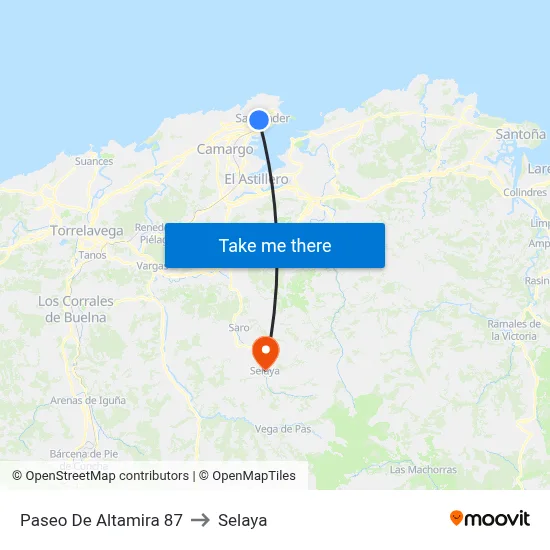 Paseo De Altamira 87 to Selaya map