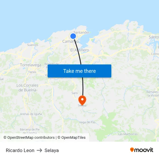 Ricardo Leon to Selaya map