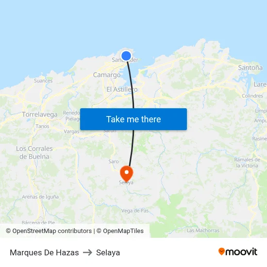 Marques De Hazas to Selaya map