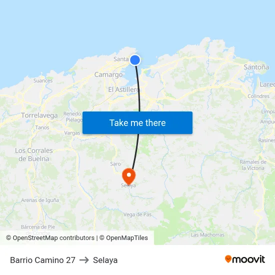 Barrio Camino 27 to Selaya map
