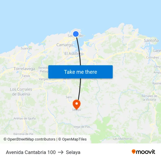 Avenida Cantabria 100 to Selaya map
