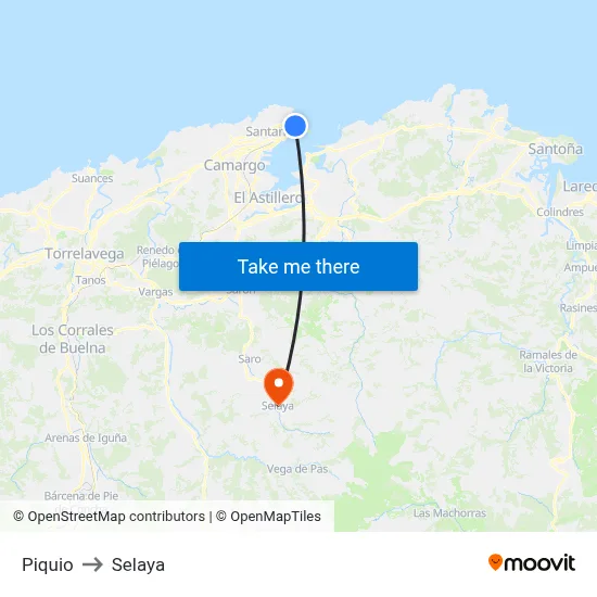 Piquio to Selaya map