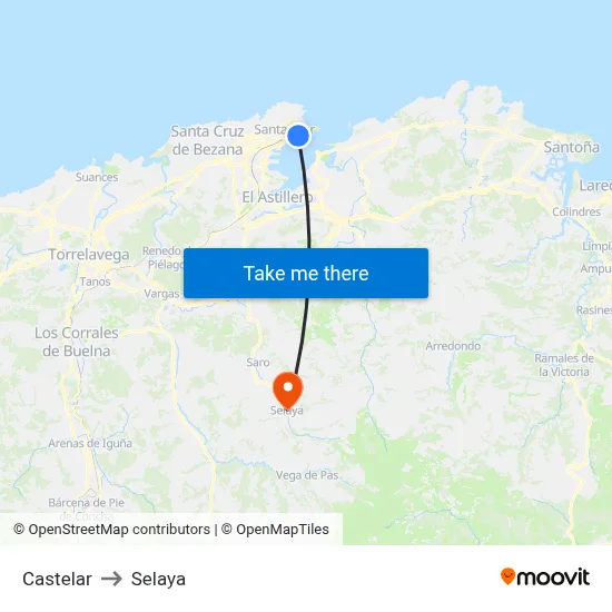 Castelar to Selaya map