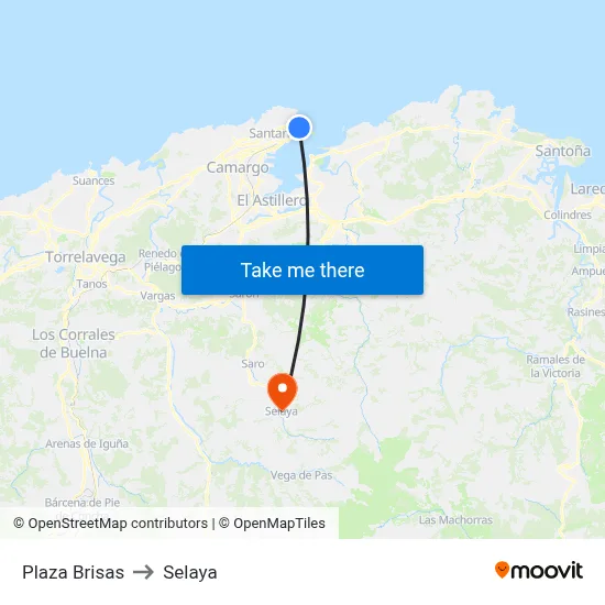 Plaza Brisas to Selaya map