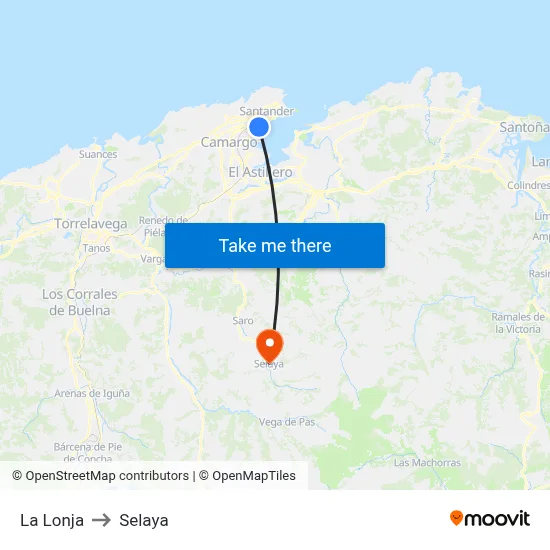 La Lonja to Selaya map