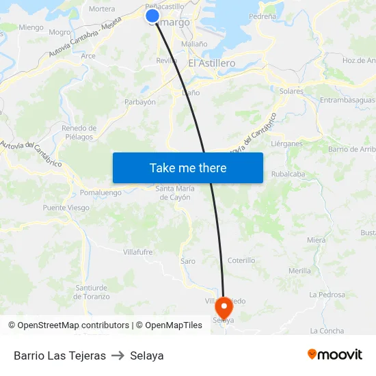 Barrio Las Tejeras to Selaya map