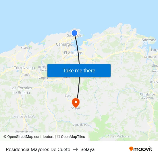 Residencia Mayores De Cueto to Selaya map