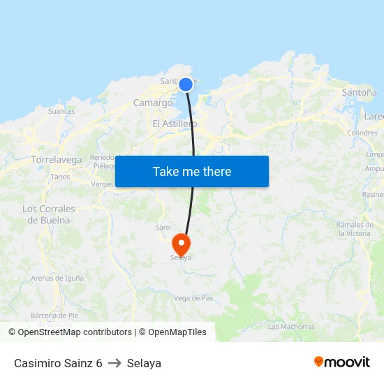 Casimiro Sainz 6 to Selaya map