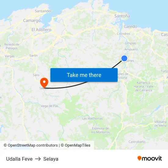 Udalla Feve to Selaya map