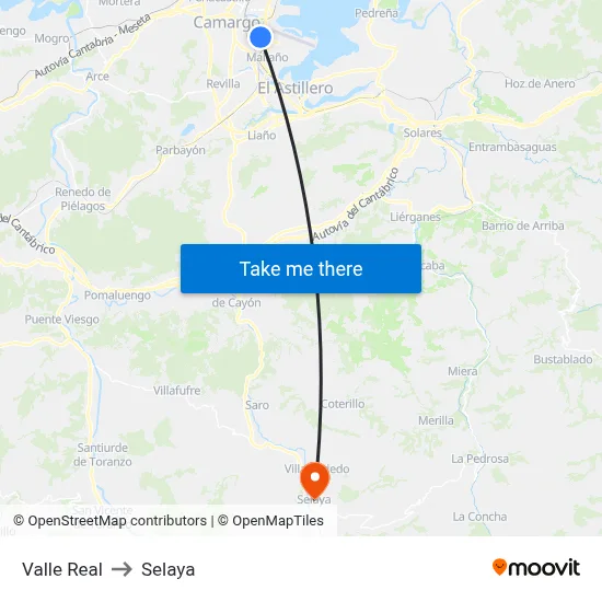 Valle Real to Selaya map