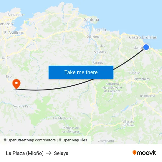 La Plaza (Mioño) to Selaya map