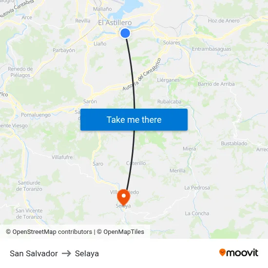 San Salvador to Selaya map