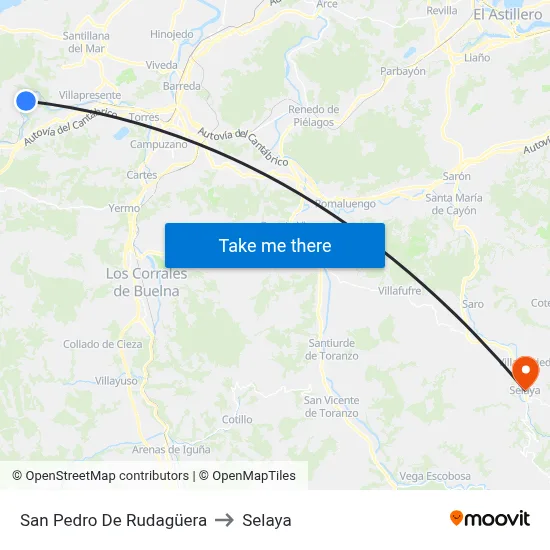 San Pedro De Rudagüera to Selaya map