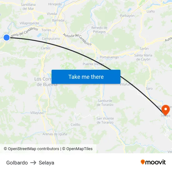 Golbardo to Selaya map