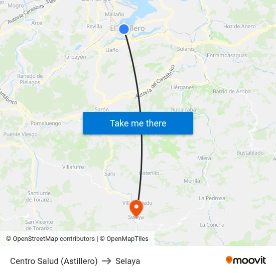 Centro Salud (Astillero) to Selaya map