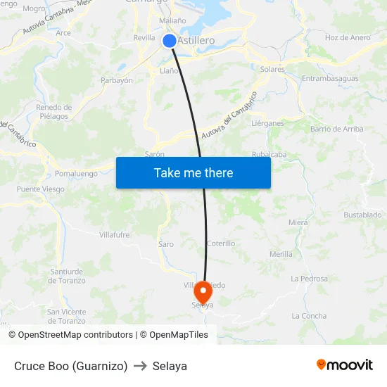 Cruce Boo (Guarnizo) to Selaya map
