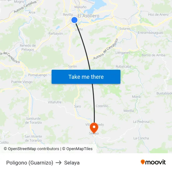 Poligono (Guarnizo) to Selaya map