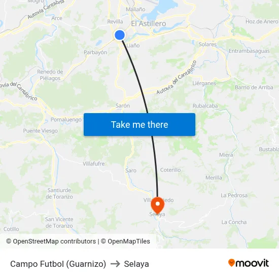 Campo Futbol (Guarnizo) to Selaya map