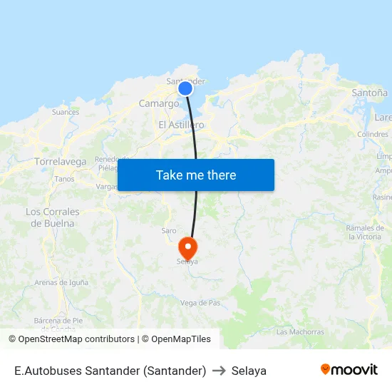 E.Autobuses Santander (Santander) to Selaya map