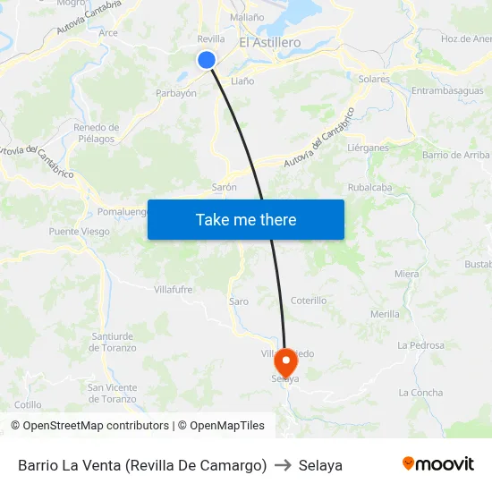Barrio La Venta (Revilla De Camargo) to Selaya map