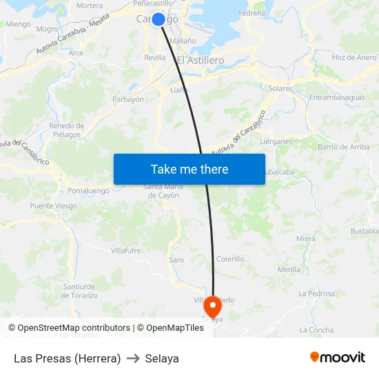 Las Presas (Herrera) to Selaya map
