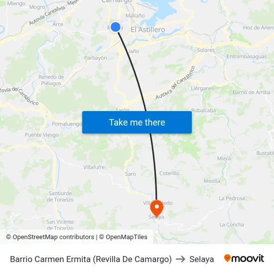 Barrio Carmen Ermita (Revilla De Camargo) to Selaya map